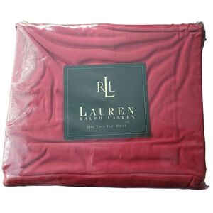 Vintage Ralph Lauren Home Solid Barn Red Twin Flat Sheet 250 Thread Count NOS